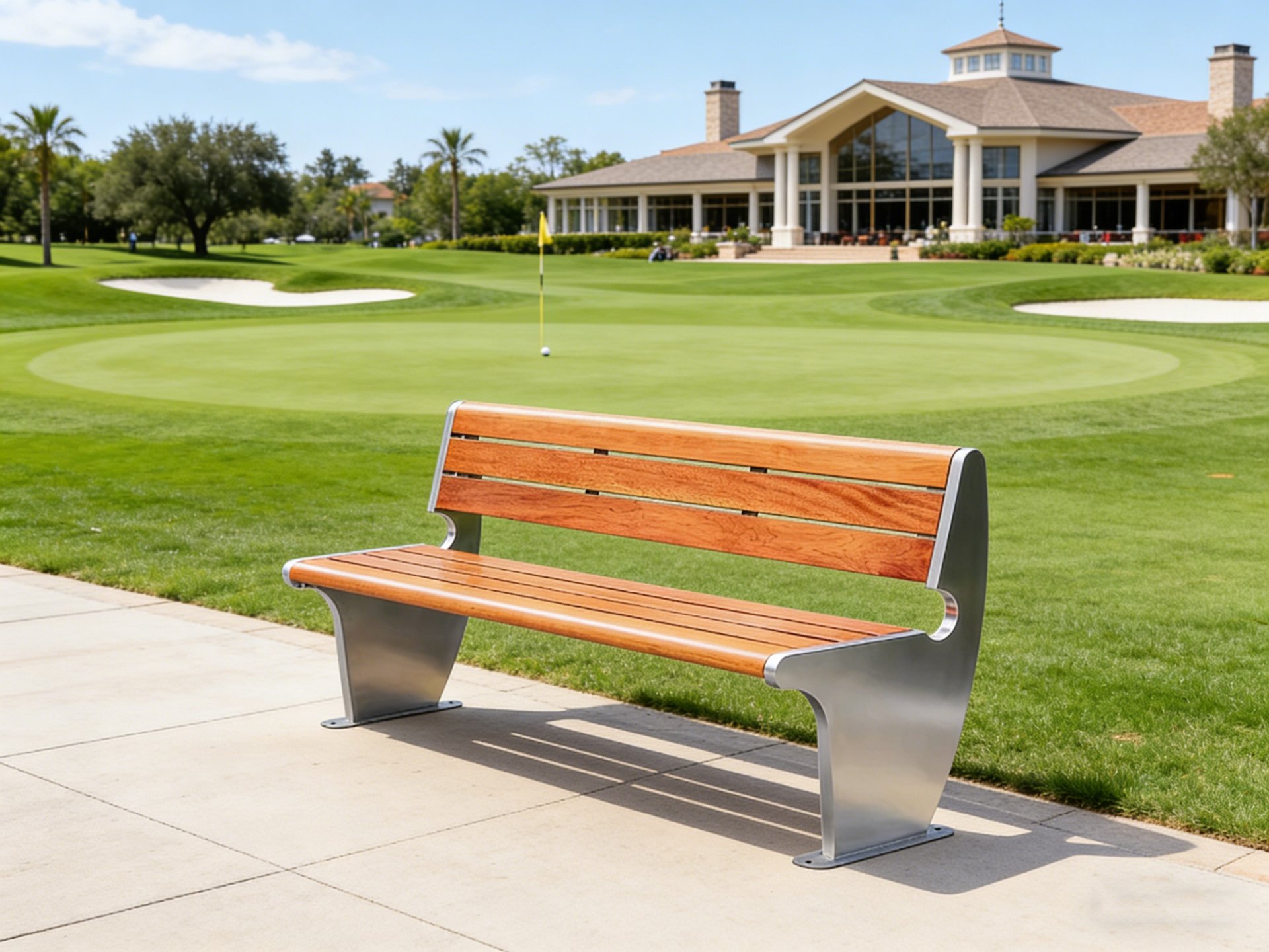 Stainless & Wood Slat Bench 180cm (Golf Resort) — factory direct