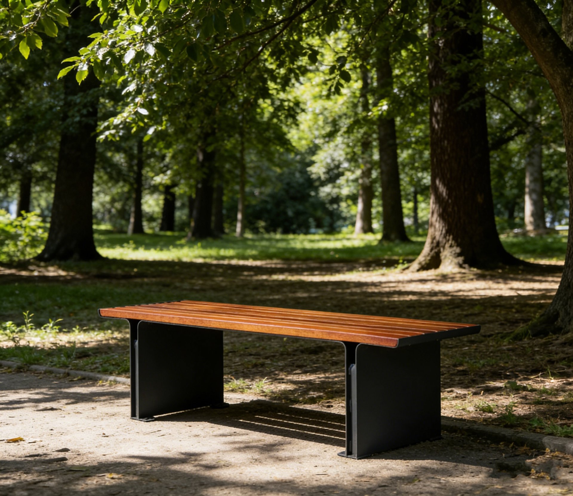 Backless Park Bench with Steel Plate Base 150cm — factory direct