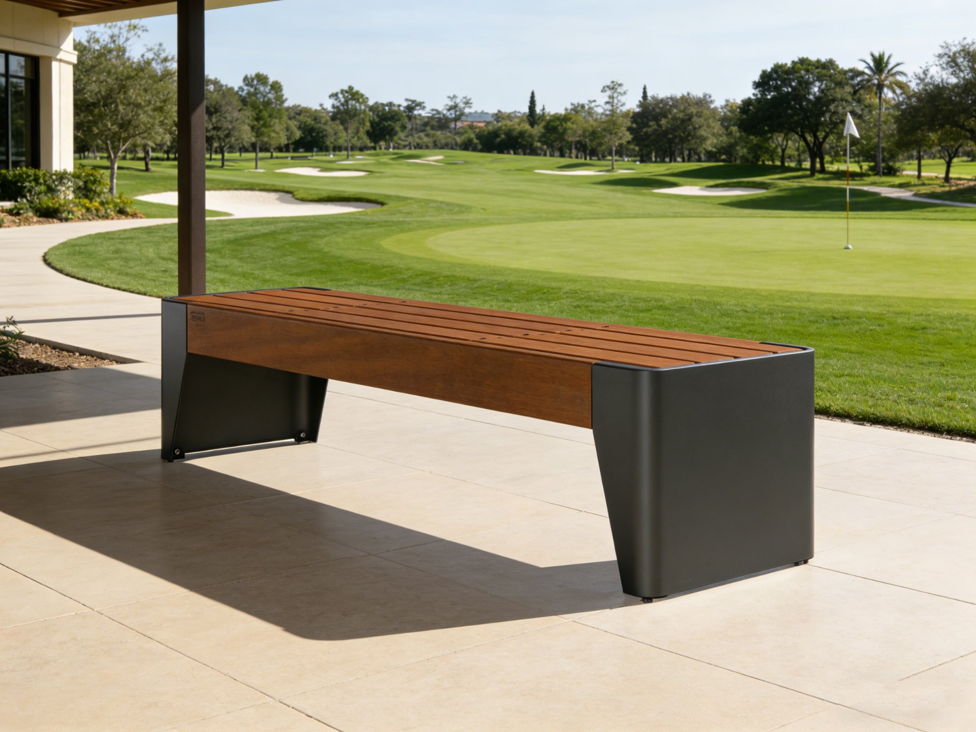 Backless Bench with Sculpted Steel Ends — factory direct