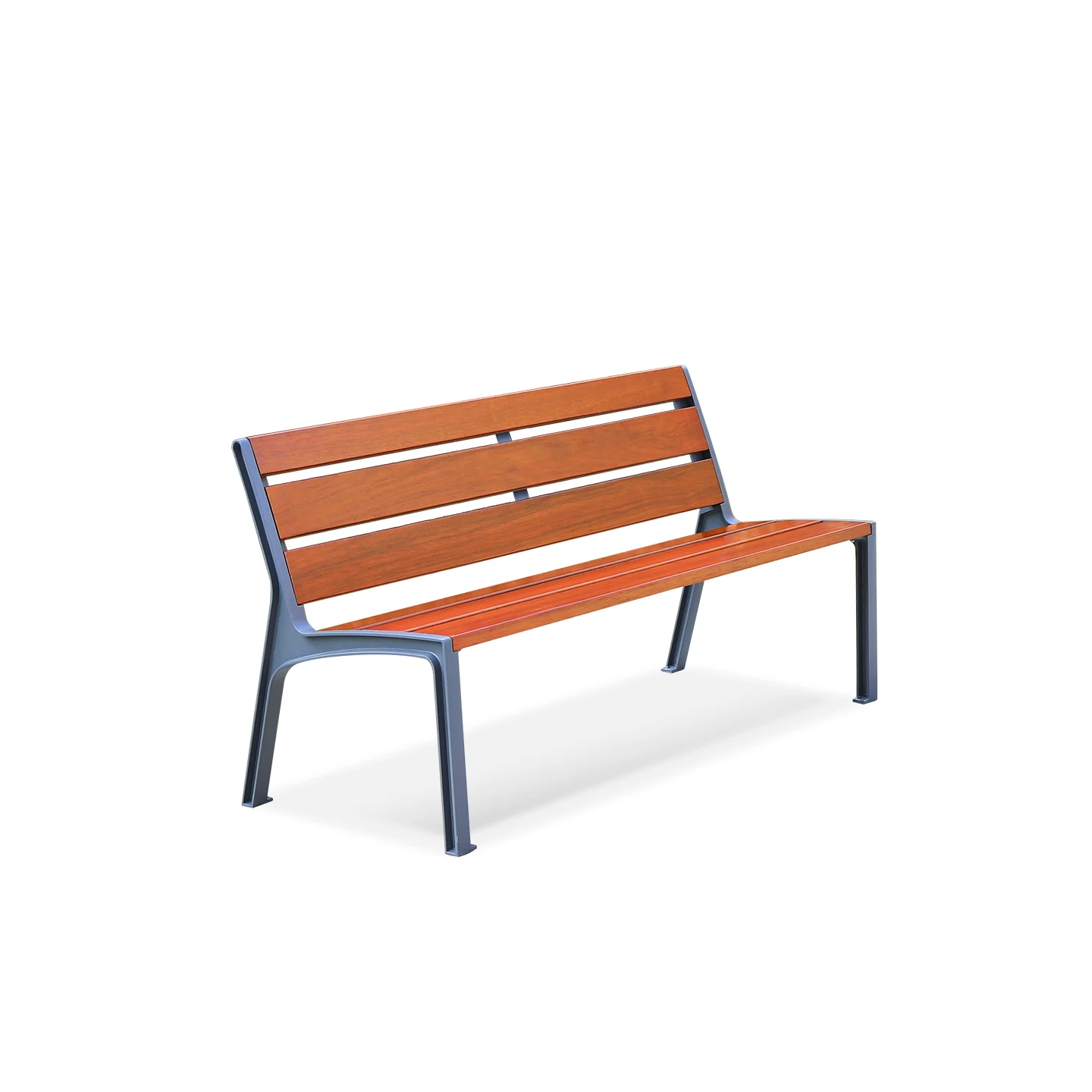 Cast-Aluminium Frame Slat Bench — Teak — factory direct