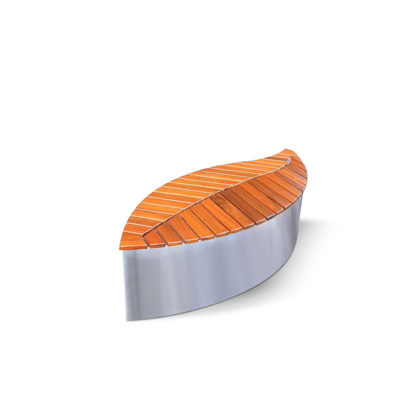 Leaf-Shaped Stainless Bench — Hardwood Top — factory direct