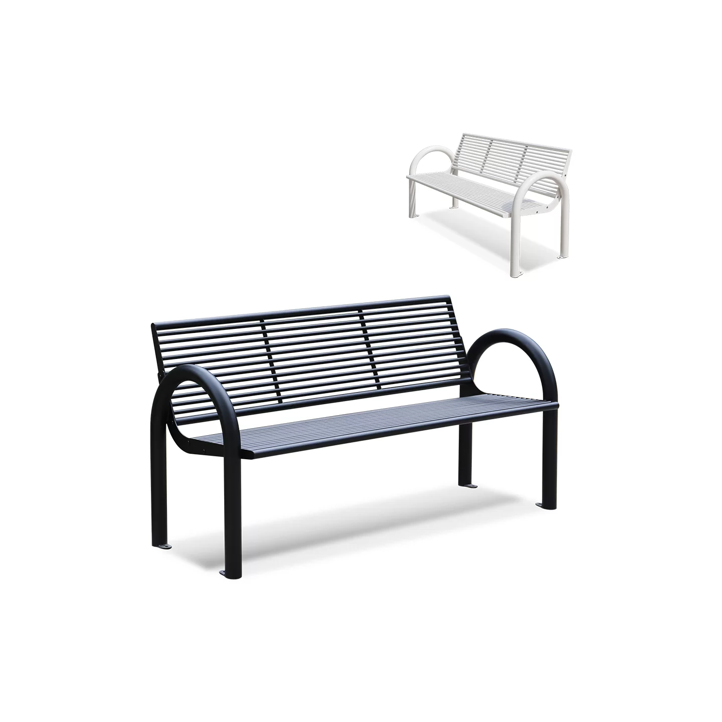 Planter-End Slat Bench — factory direct
