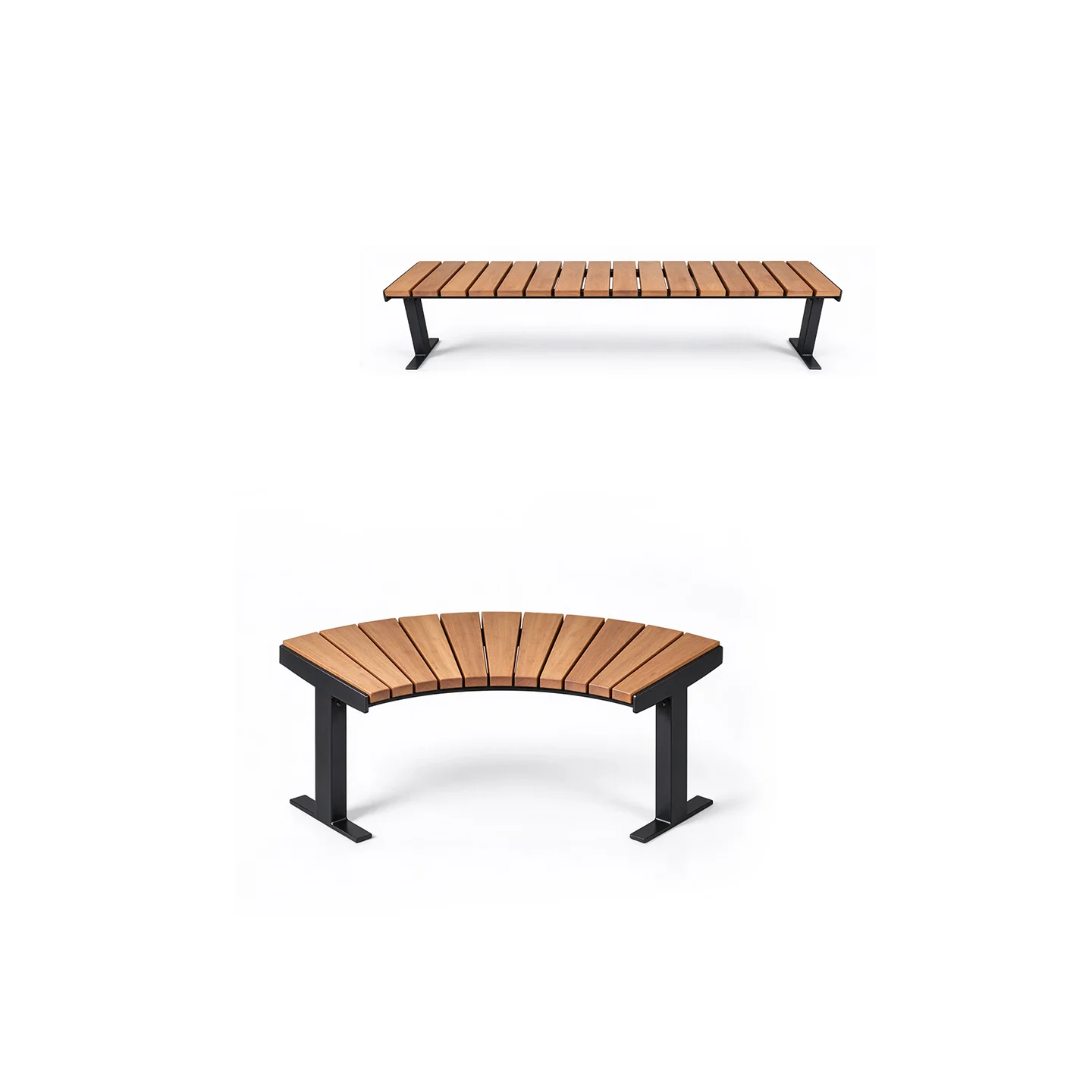Pine Slat Bench — Stainless Legs — factory direct