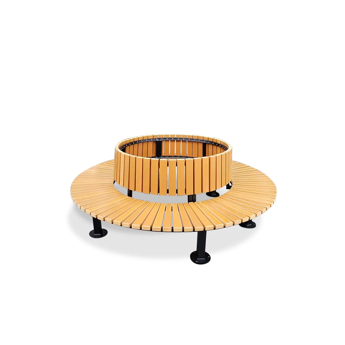 Blue Steel & Hardwood Bench with Backrest — factory direct