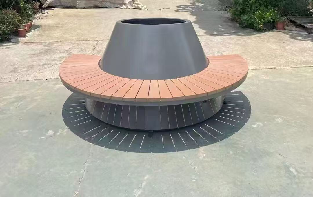 Circular Tree Surround Bench with Center Planter — factory direct