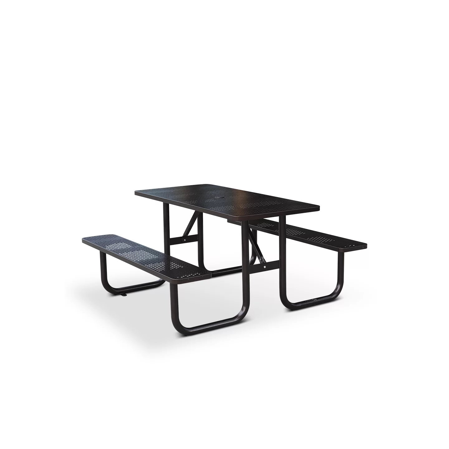 Perforated Steel Picnic Table — Black — factory direct