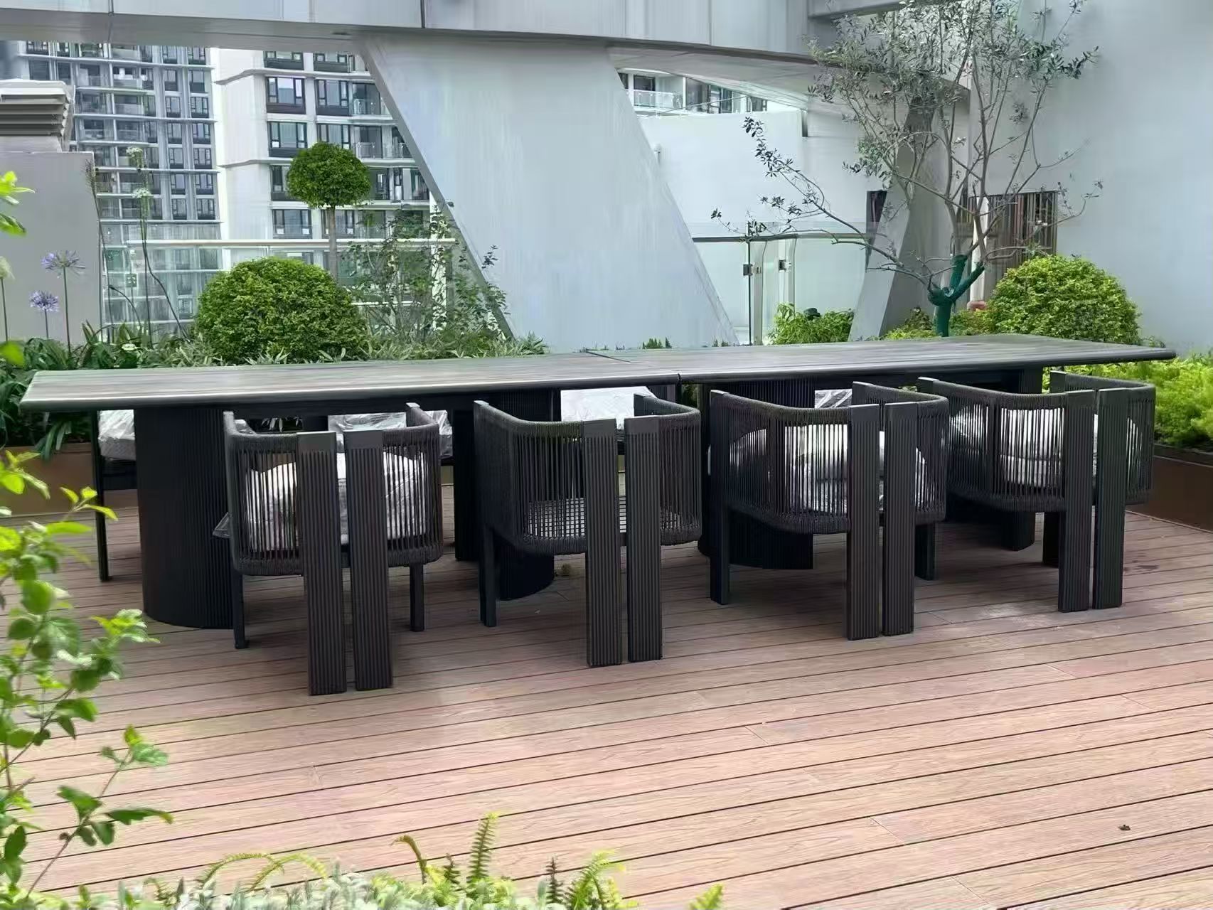 Dark Rope-Weave 6-Seat Dining Group — factory direct