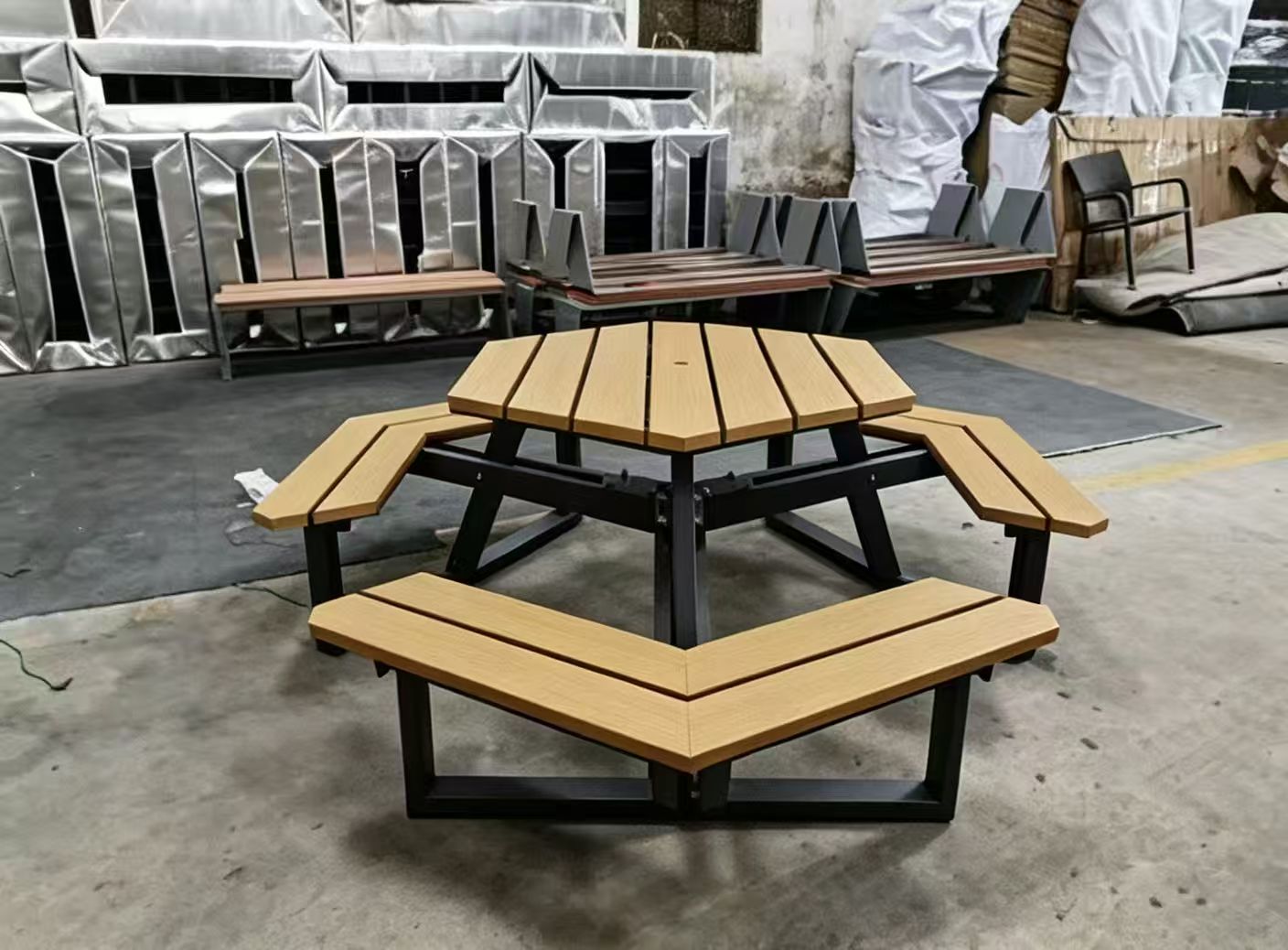 Hexagonal WPC Picnic Table — factory direct