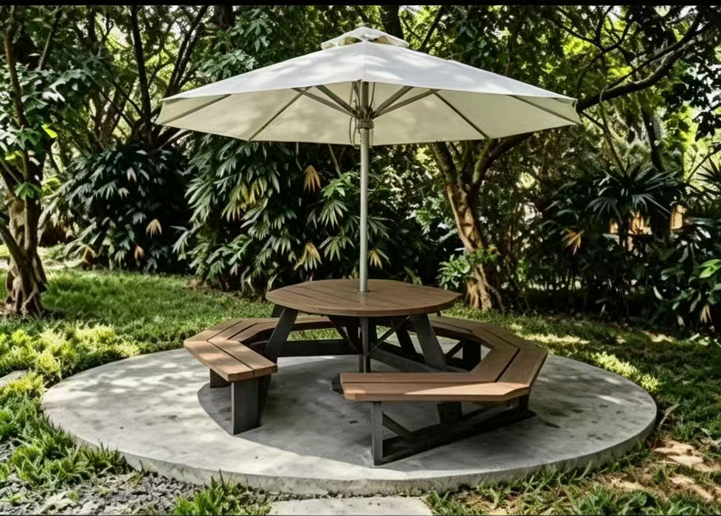 Octagonal Picnic Table with Center Umbrella — factory direct