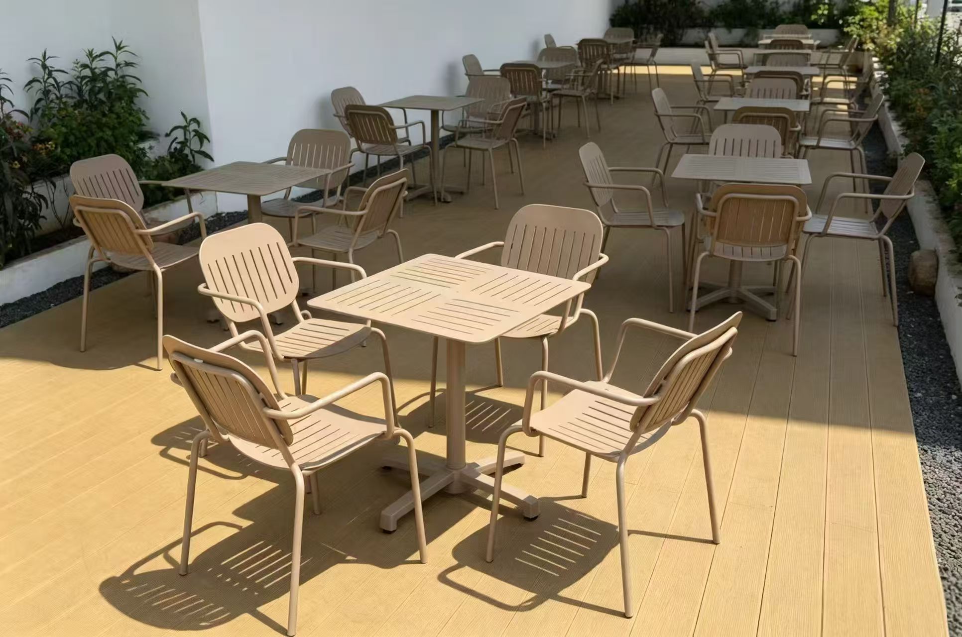 Taupe Aluminum Courtyard Café Fleet — factory direct
