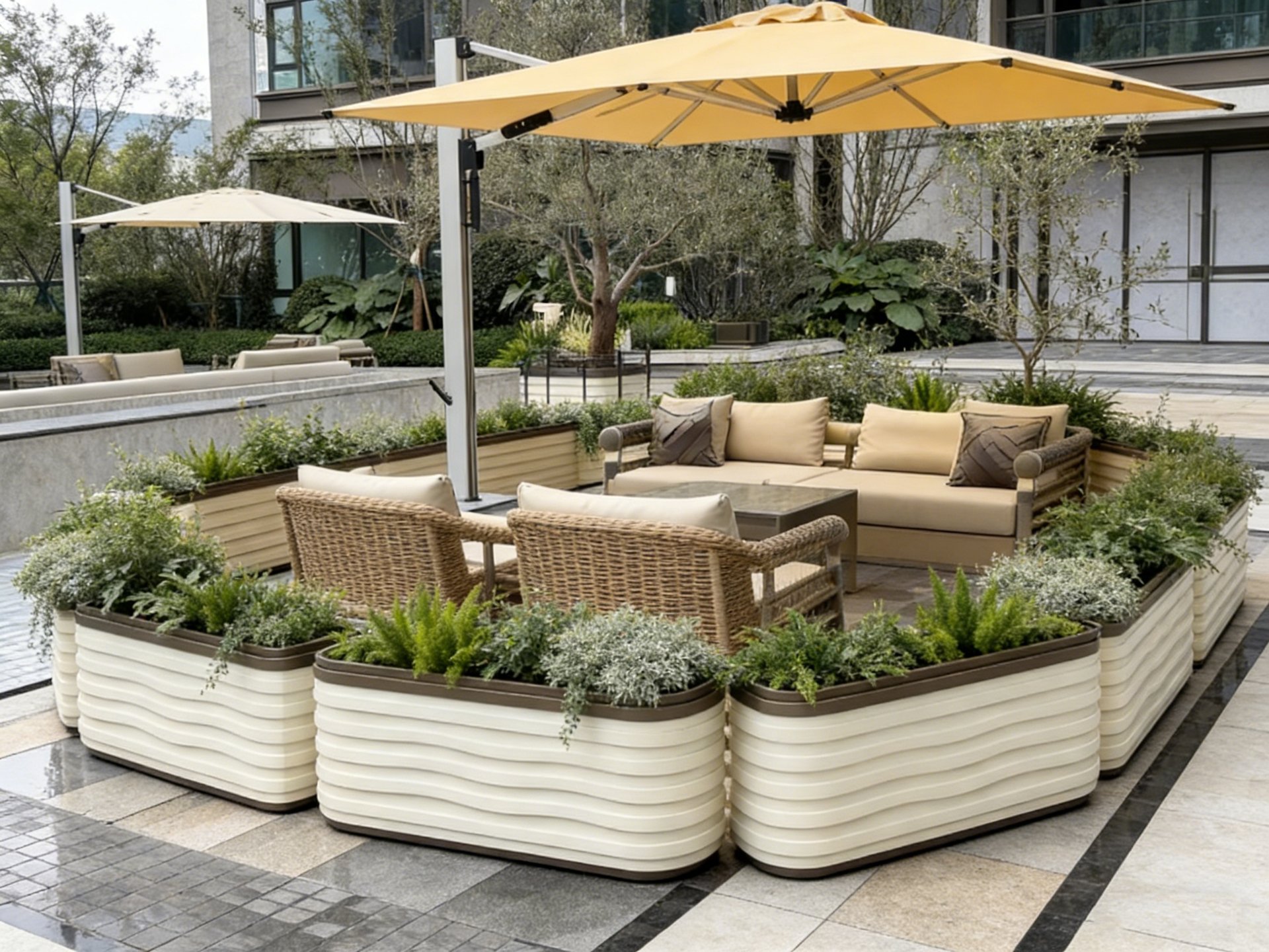 Cream Wavy Modular Planter Ring — factory direct