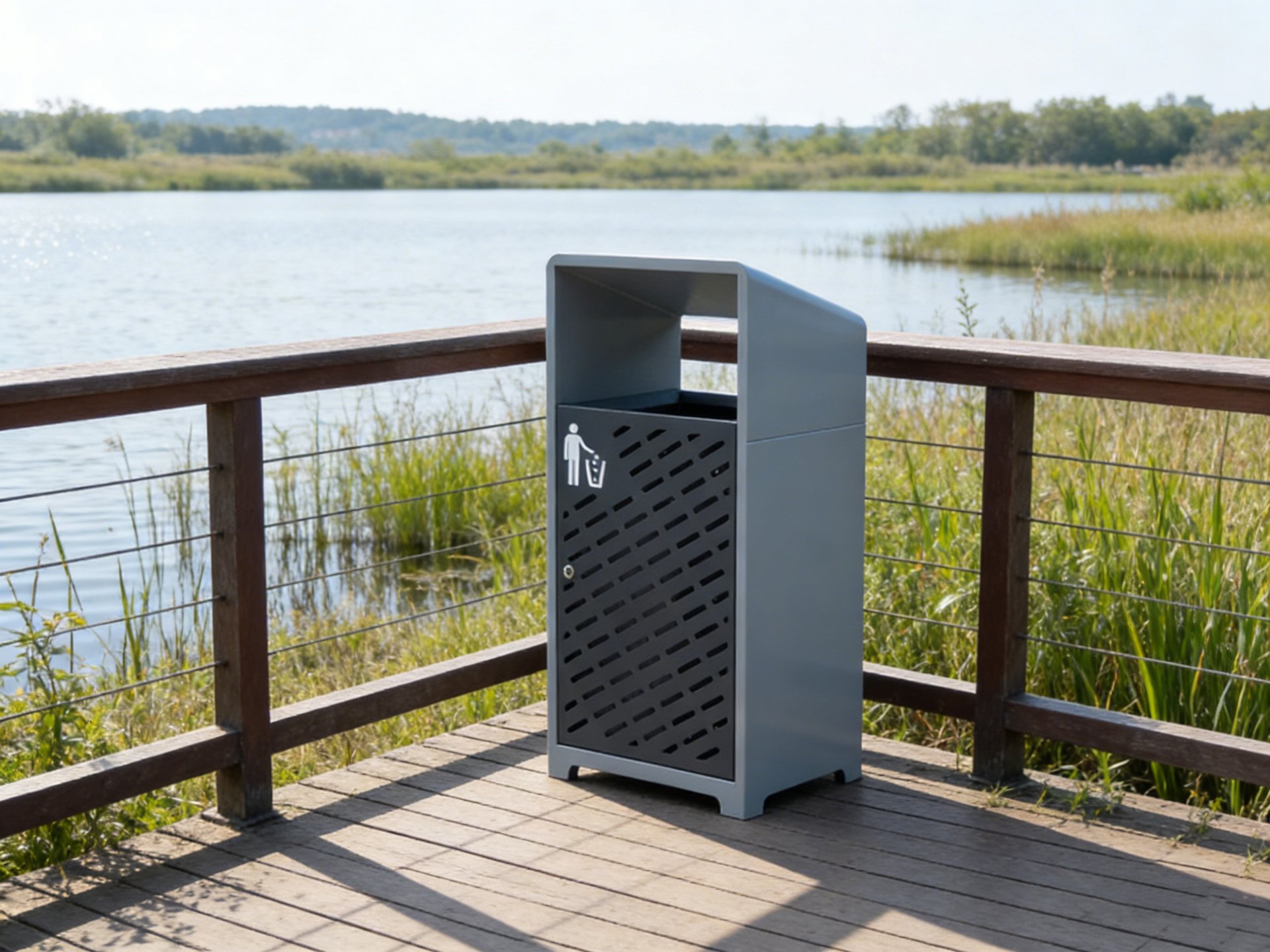 Perforated Steel Hooded-Top Park Bin 60L — factory direct