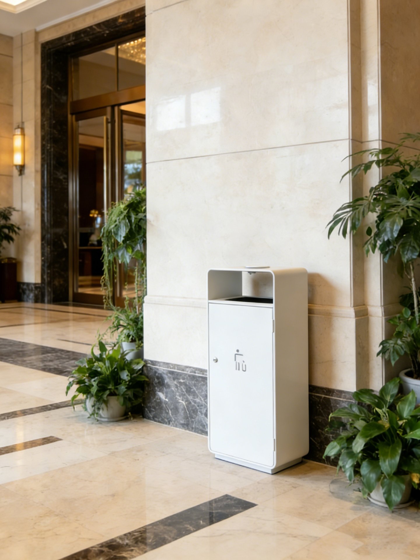 Indoor White Steel Lobby Bin 40L — factory direct