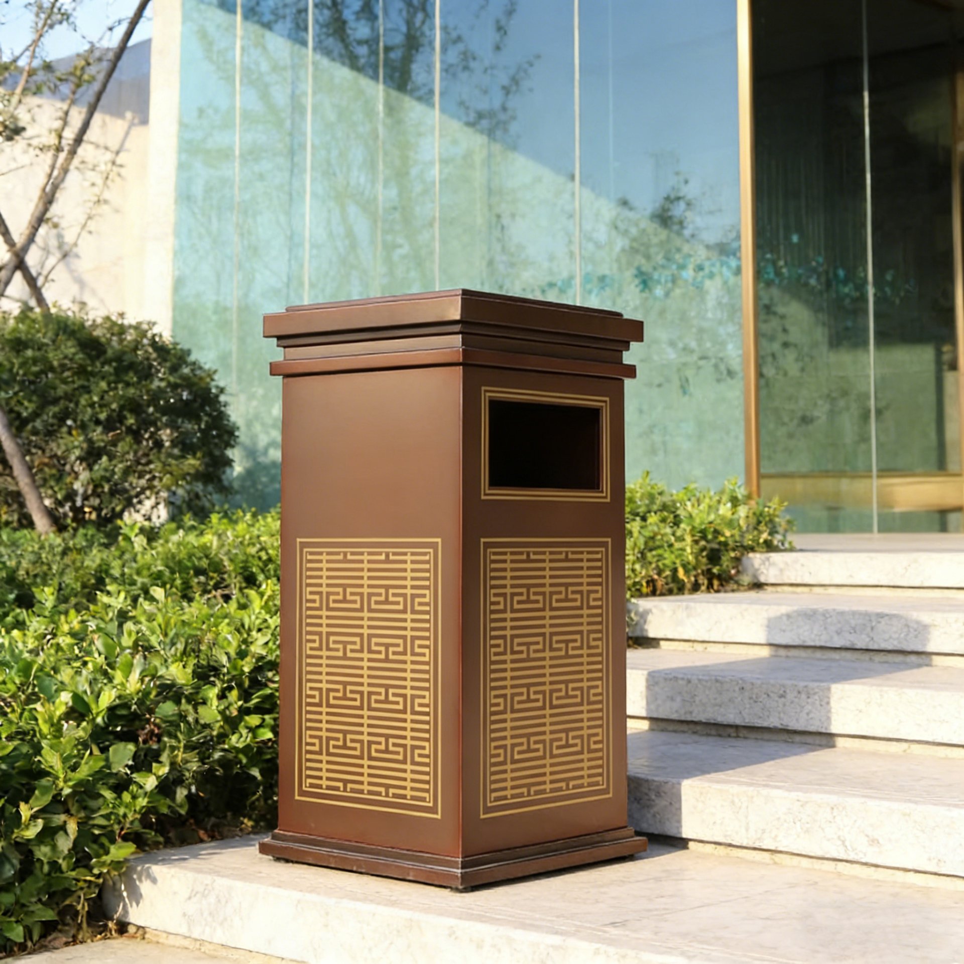 Classical Bronze Decorative Waste Bin 45L — factory direct