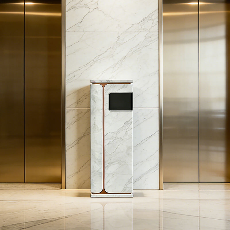 Marble-Finish Indoor Waste Bin with Ash Panel 30L — factory direct