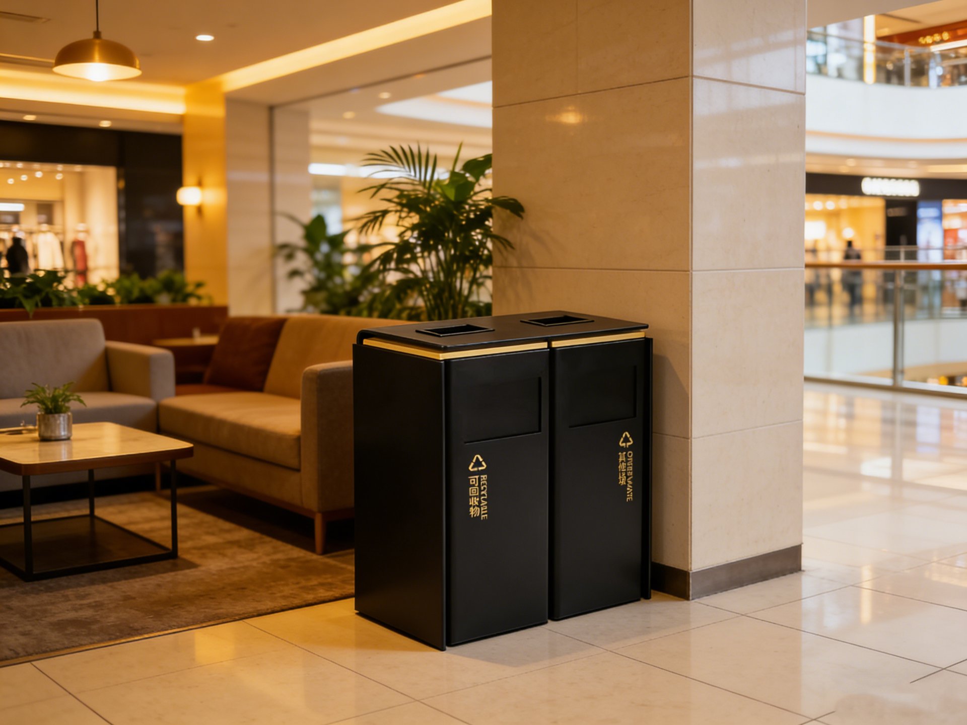 Twin-Stream Indoor Mall Bin 2x30L — factory direct
